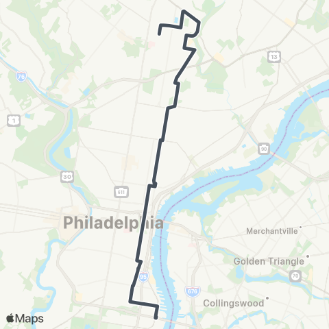 SEPTA Whitmanplaza to Risingsun-Olney&FTC map