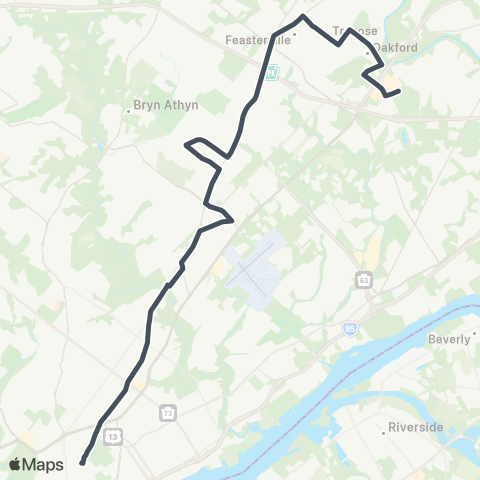 SEPTA Neshaminy / Somerton to Frankford TC map