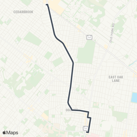 SEPTA Cheltenham-Ogontz to Olney TC map