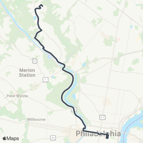 SEPTA 9th-Market to Andorra map