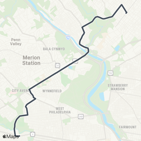 SEPTA Germantown-Chelten to 69th St TC map