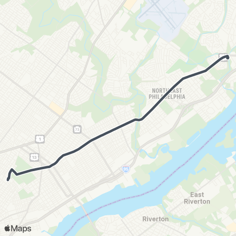 SEPTA Frankfd TC to Frankford-Knights map