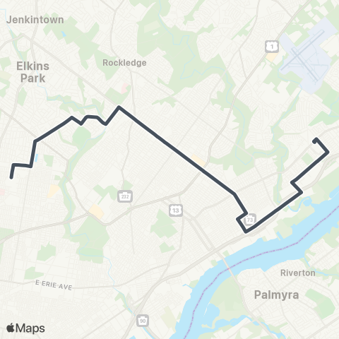 SEPTA Fkd-Gregg / Torr-Cottmn to Frtc map