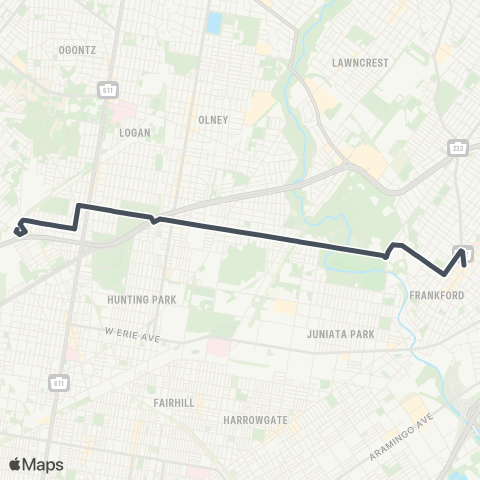 SEPTA Wayne Junction to Arrott Trans Ctr map