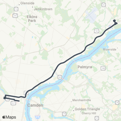 SEPTA Express Cornwells Hgts to Ctr City map