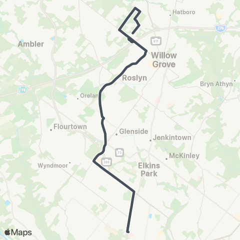 SEPTA Express Horsham to Olney TC map