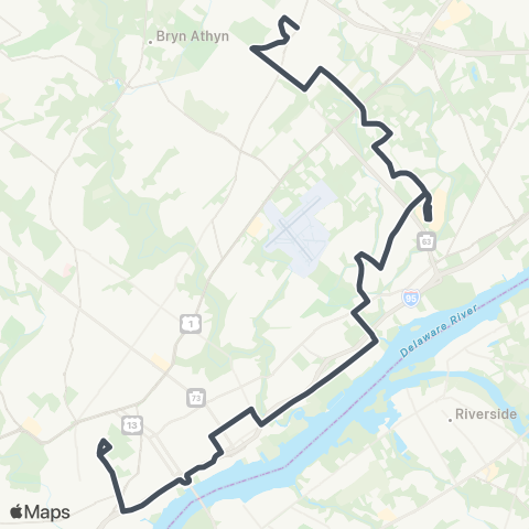 SEPTA Bustleton-Coline&Phila Mills to FTC map