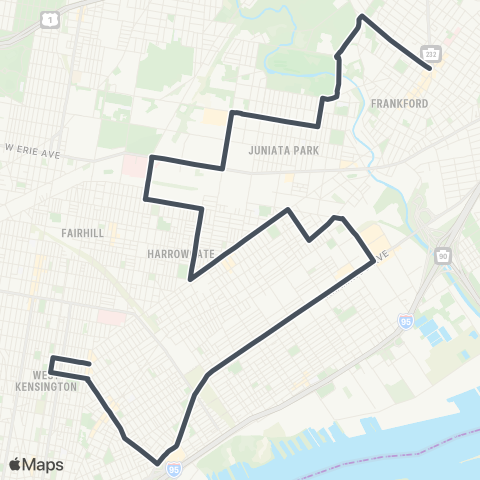 SEPTA Front-Dauphin to Arrott Transit Ctr map