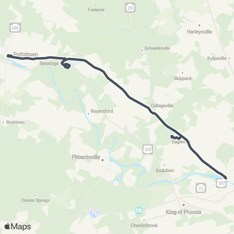 SEPTA Pottstown to Norristown TC map