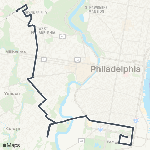 SEPTA Overbk / Lankmc to Colcom / Fddstctr map