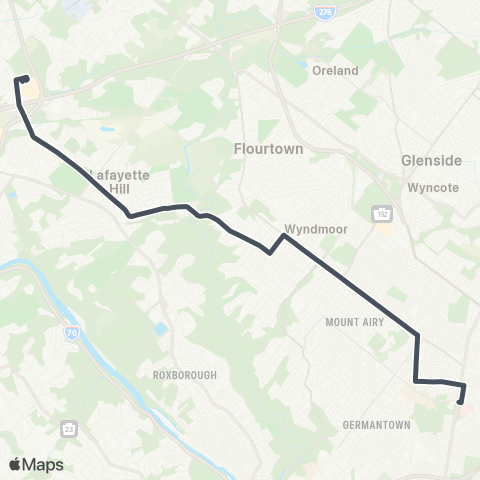 SEPTA Chestnuthill / Plymouthmtgmall to OTC map