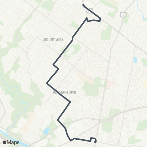 SEPTA Broad-Erie to Cheltenham-Ogontz-XH map