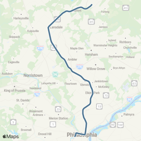 SEPTA Lansdale / Doylestown Line map