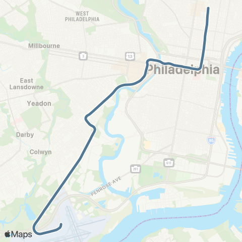 SEPTA Airport Line map