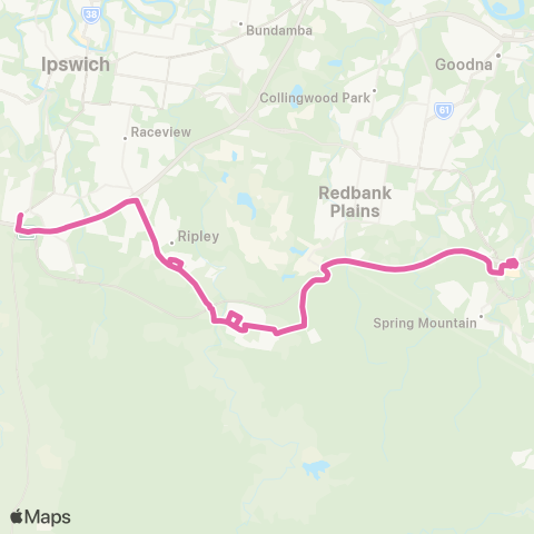 TransLink Springfield - Yamanto via Ripley Valley map