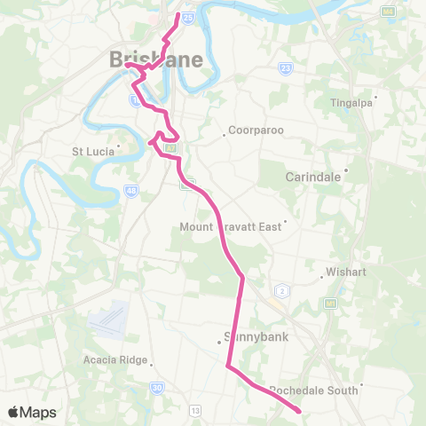 TransLink Roma St - Beenleigh via Altandi & Loganlea map