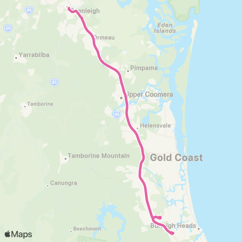 TransLink Roma St exp Robina exp Varsity Lakes map