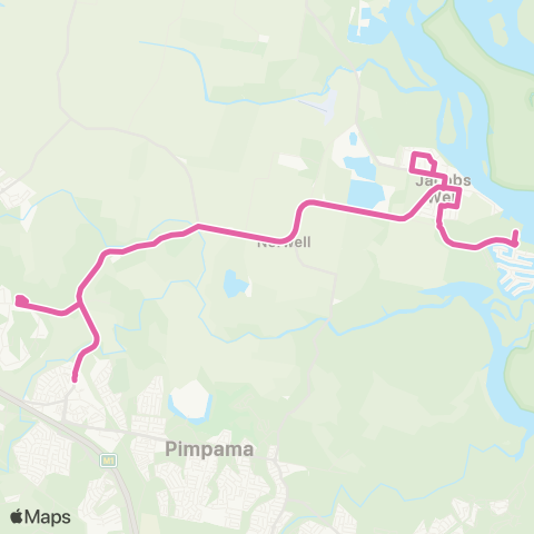 TransLink Ormeau - Jacobs Well via Pimpama City map