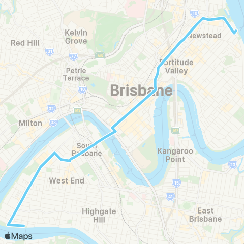 TransLink W End - Teneriffe Ferry via City / Val map