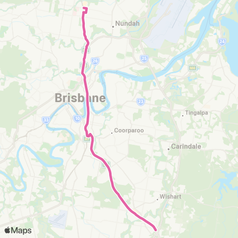 TransLink Eight Mile Plains - Chermside via CLEM7 map