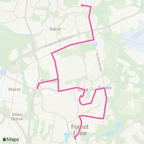 TransLink Forest Lake - Oxley via Inala Durack map