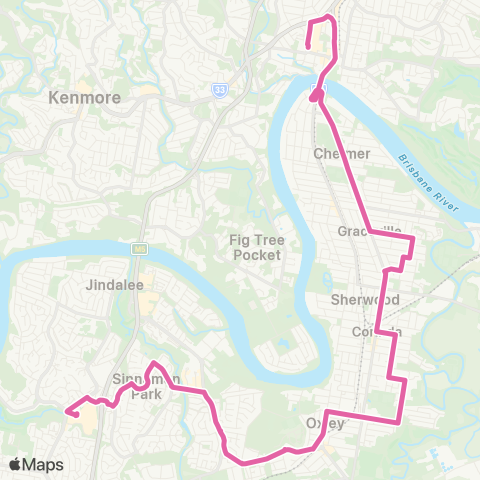 TransLink Mt Ommaney - Indooroopilly via Corinda map