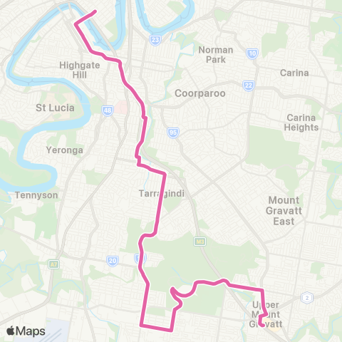 TransLink Garden City - City via Tarragindi map