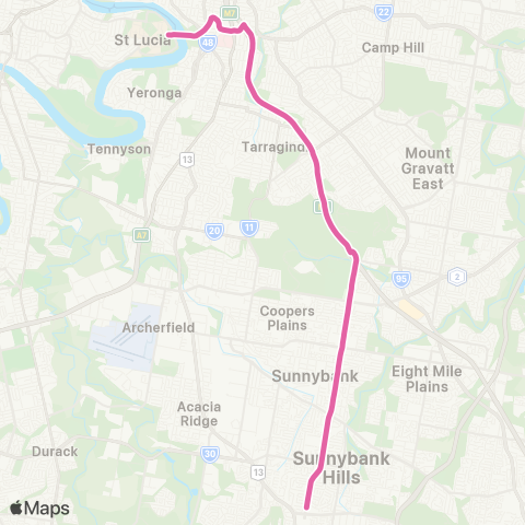 TransLink Sunnybank Hills - UQ Lakes map