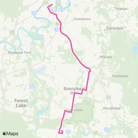 TransLink Browns Plains - City Express via Runcorn map