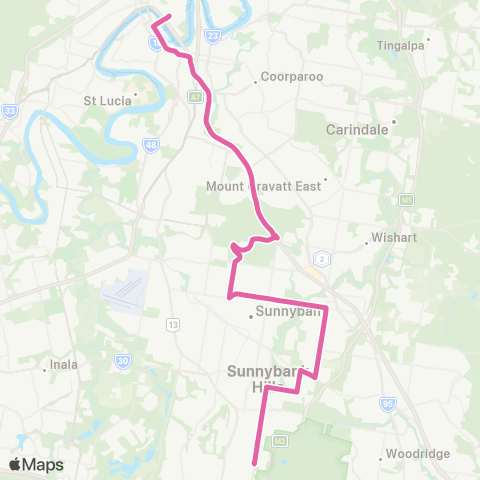 TransLink Calamvale - City Exp via Griffith Uni map