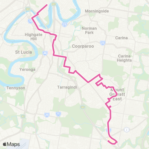 TransLink Garden City - City via Greenslopes Hosp map