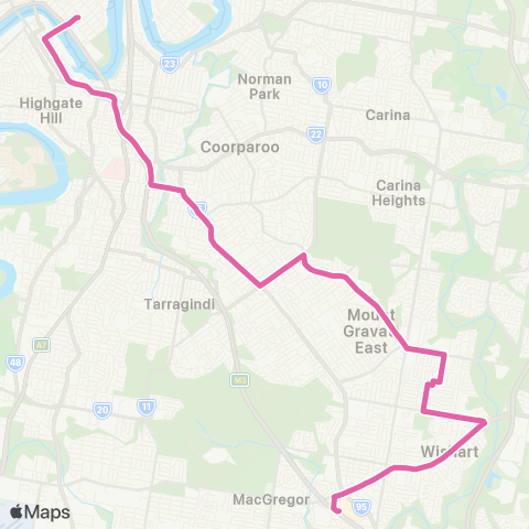 TransLink Garden City - City Express via Mansfield map