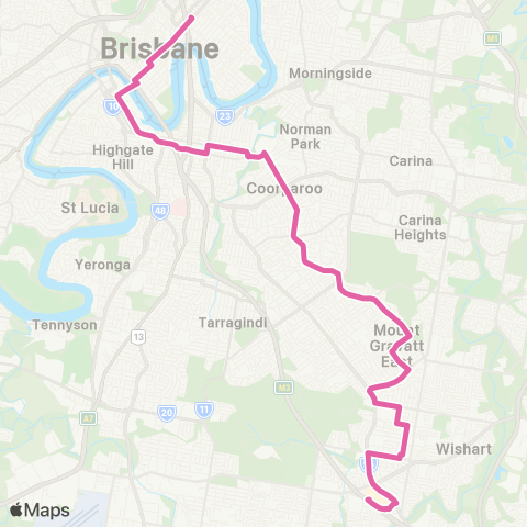 TransLink Garden City - City / Val via Mt Gravatt Central map