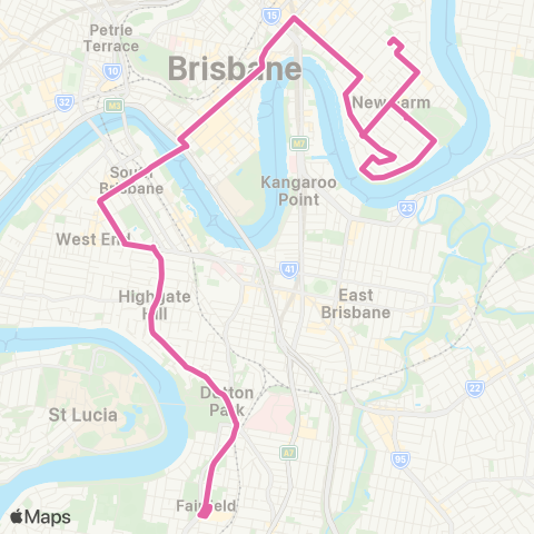 TransLink Fairfield Gardens - Merthyr via City / Val map