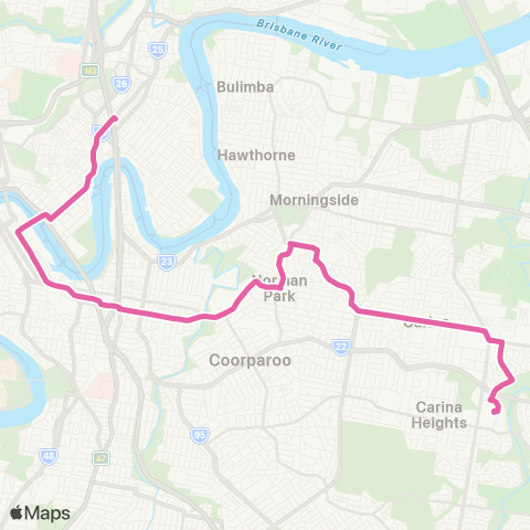 TransLink Carindale - City / Val via Seven Hills map