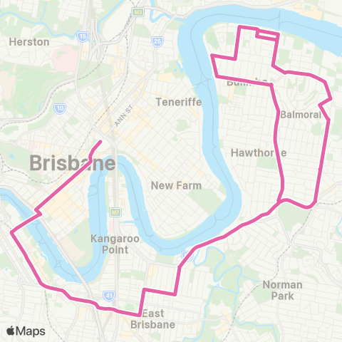 TransLink Balmoral - City / Valley via Thynne Road map