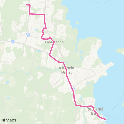 TransLink Redland Bay - Redland Hosp via Thornlands map