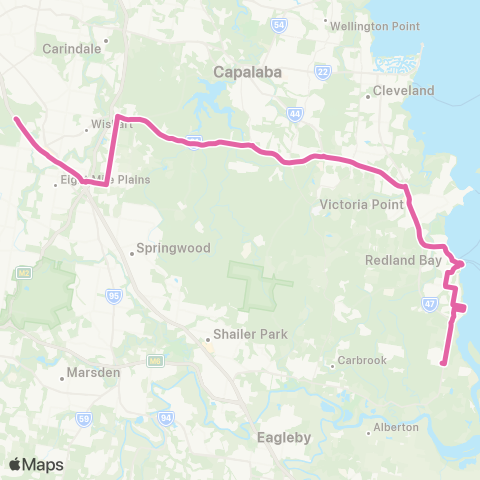 TransLink Shoreline Ave Redland Bay - Griffith Uni map