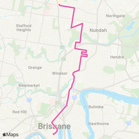 TransLink Chermside - City via Wavell Heights map