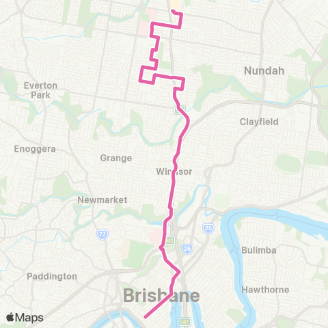 TransLink Chermside - City via Kedron map