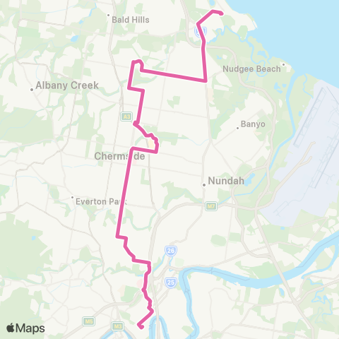 TransLink Sandgate - City Express via Kirby Road map