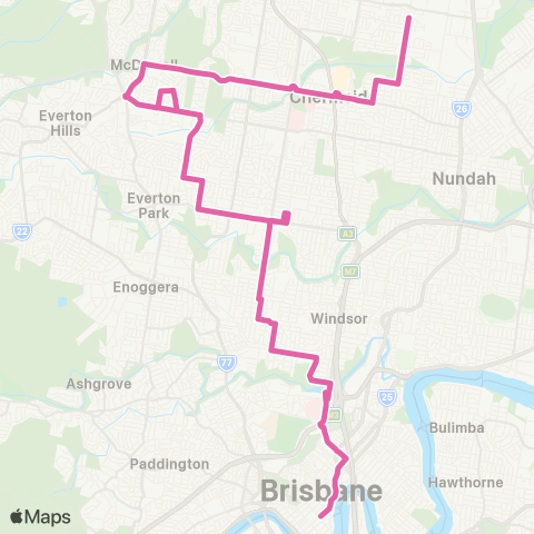 TransLink Chermside - City via McDowall map