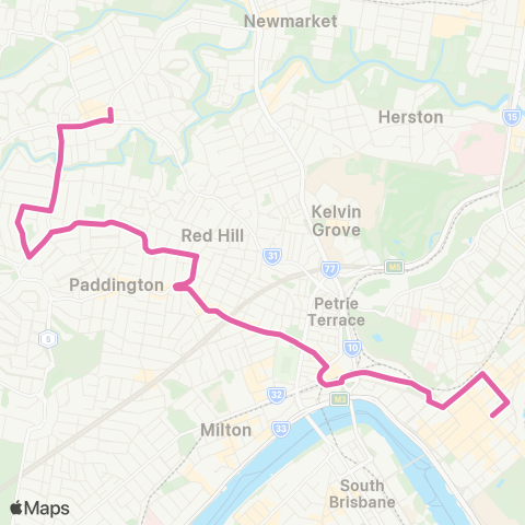 TransLink Ashgrove - City via Kennedy Terrace map