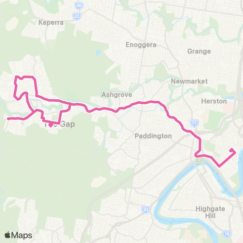 TransLink The Gap - City via Hilder Road map