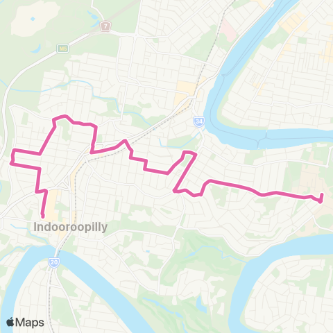 TransLink Indooroopilly - Univ of Qld via Taringa map