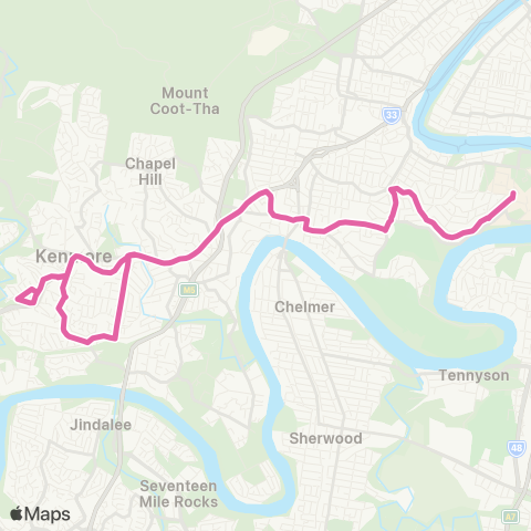 TransLink Kenmore - University of Qld Express map