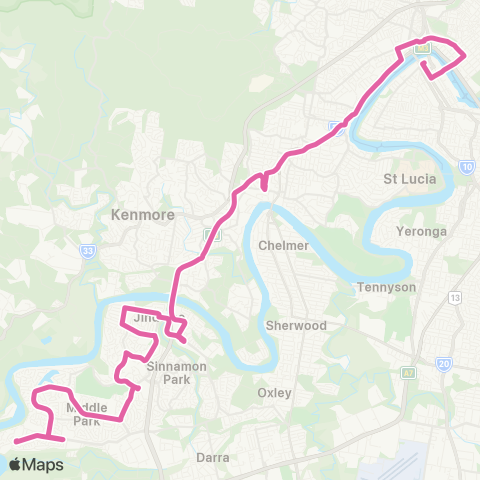 TransLink Riverhills - City Express via Mt Ommaney map