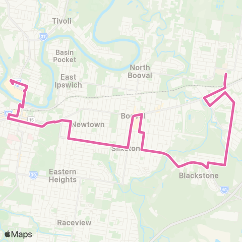 TransLink Bundamba - Riverlink via Blackstone map