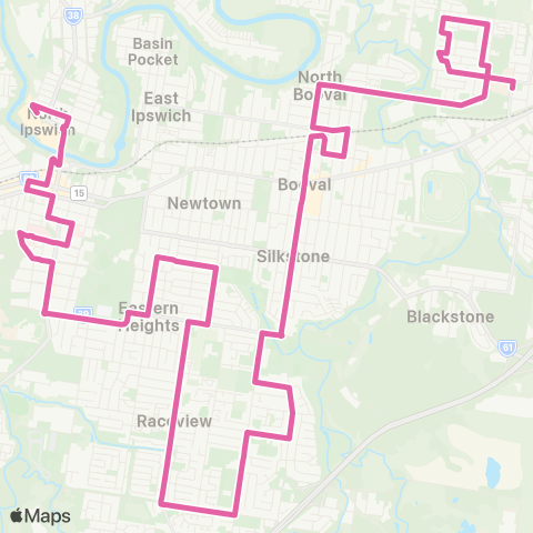 TransLink Bundamba - Riverlink via Eastern Heights map