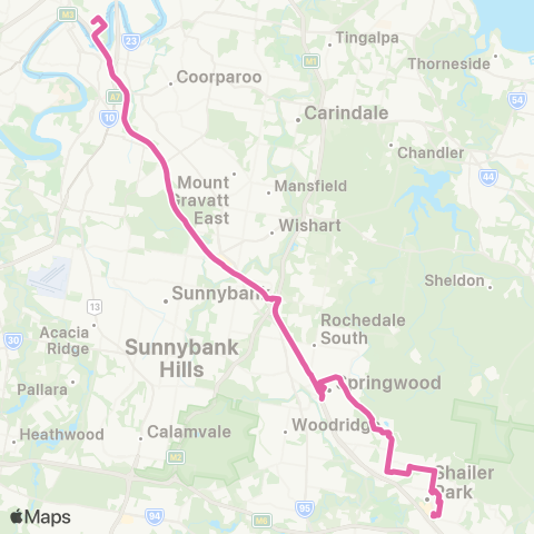 TransLink Brisbane City - Loganholme via Daisy Hill map